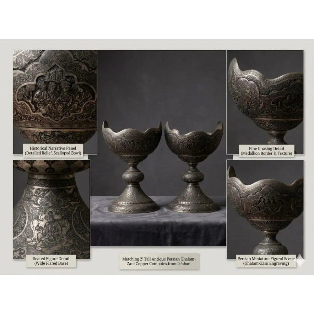 Antique Isfahan Ghalam-Zani Goblet