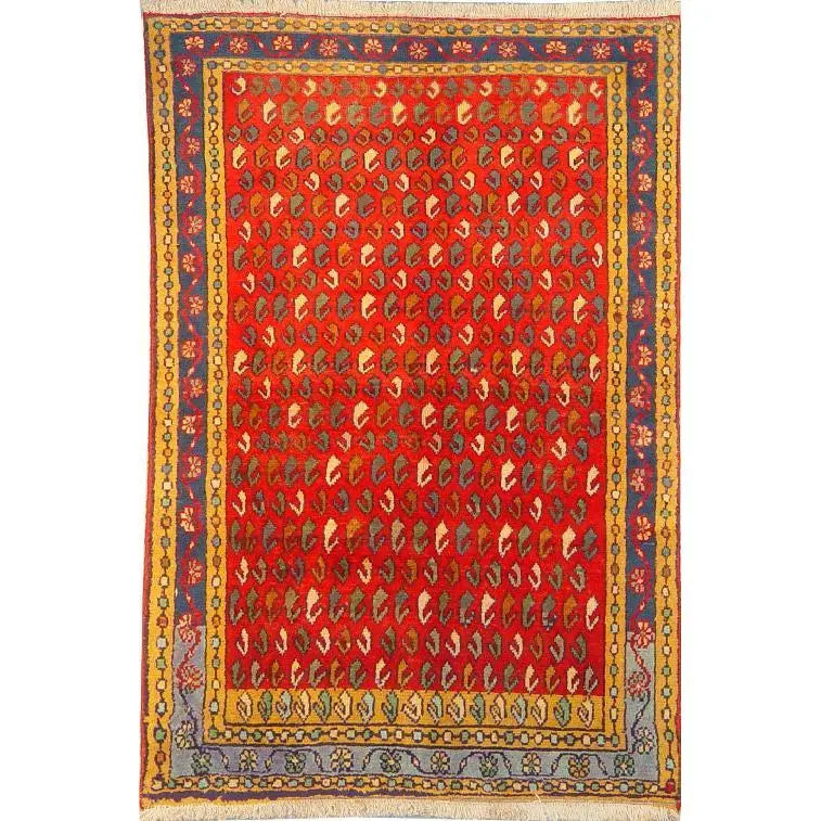 Authentic Persian Rug Turkaman Traditional Style Hand-Knotted Indoor Area Rug With Natural Wool And Cotton  4'7"  X  3'1" Panr02208