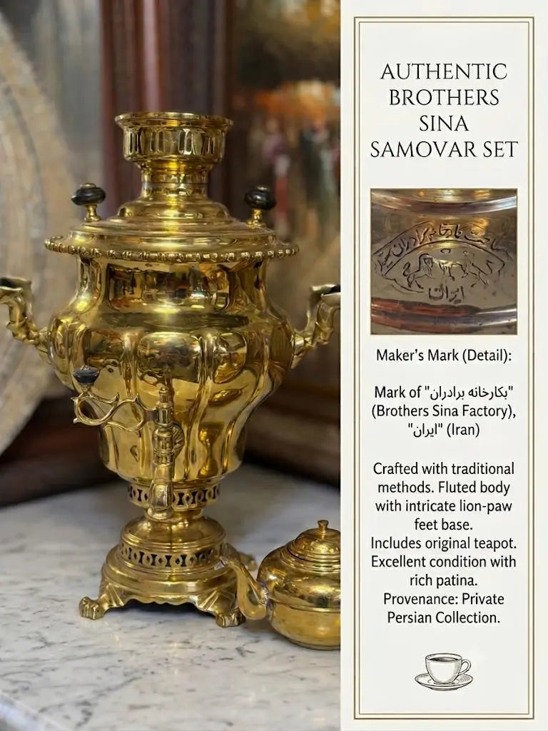 Authentic Persian brass teaware from the early-to-mid 20th century