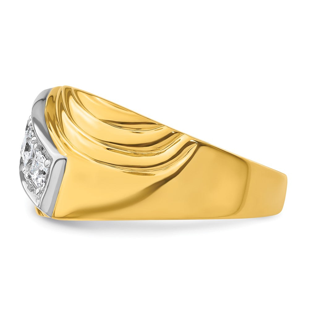 14k w/ White RH 1/2 carat Lab Grown Diamond VS/SI+ G+ 3 Stone Men's Ring