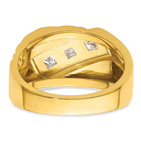 14k w/ White RH 1/2 carat Lab Grown Diamond VS/SI+ G+ 3 Stone Men's Ring
