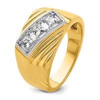 14k w/ White RH 1/2 carat Lab Grown Diamond VS/SI+ G+ 3 Stone Men's Ring