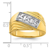 14k w/ White RH 1/2 carat Lab Grown Diamond VS/SI+ G+ 3 Stone Men's Ring