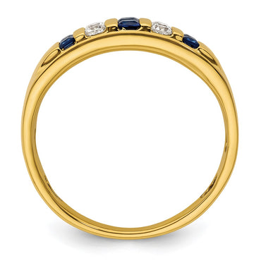 14k 1 1/4 ct Lab Grown Diamond VS/SI+ G+ & Cr Sapphire Complete Men's Ring