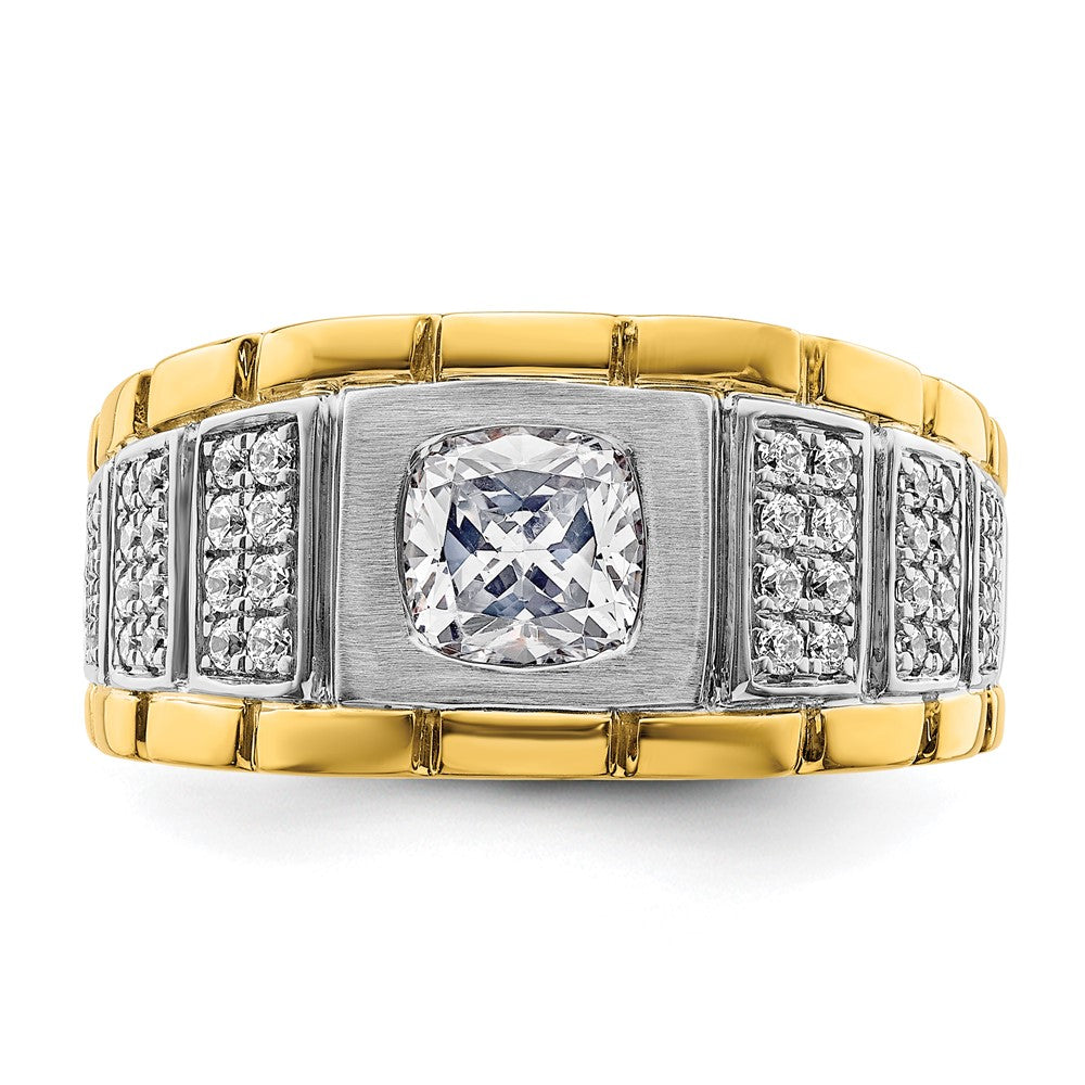 14k Two Tone 3/8 ct Lab Grown Diamond VS/SI+ G+ Semi Mount Men's Ring