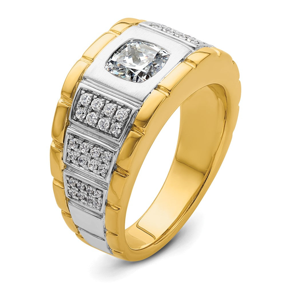 14k Two Tone 1 3/8 ct Lab Grown Diamond VS/SI+ G+ Complete Men's Ring