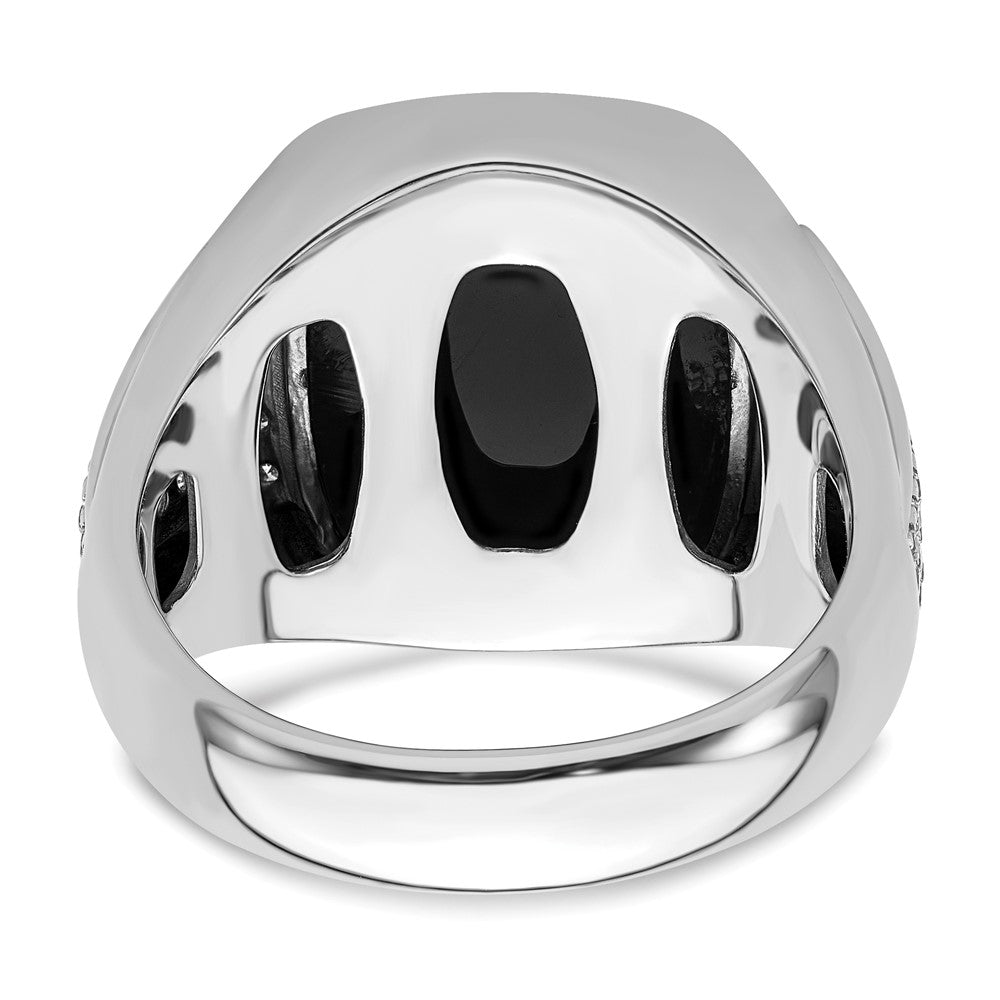 14k White Gold 5/8 ct Lab Grown Dia VS/SI+ G+ & Onyx Comp Men's Ring