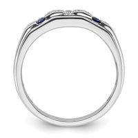 14k White Gold 1/5 ct Lab Grown Dia VS/SI+ G+ & Cr Sapphire Comp Men's Ring