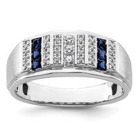 14k White Gold 1/5 ct Lab Grown Dia VS/SI+ G+ & Cr Sapphire Comp Men's Ring