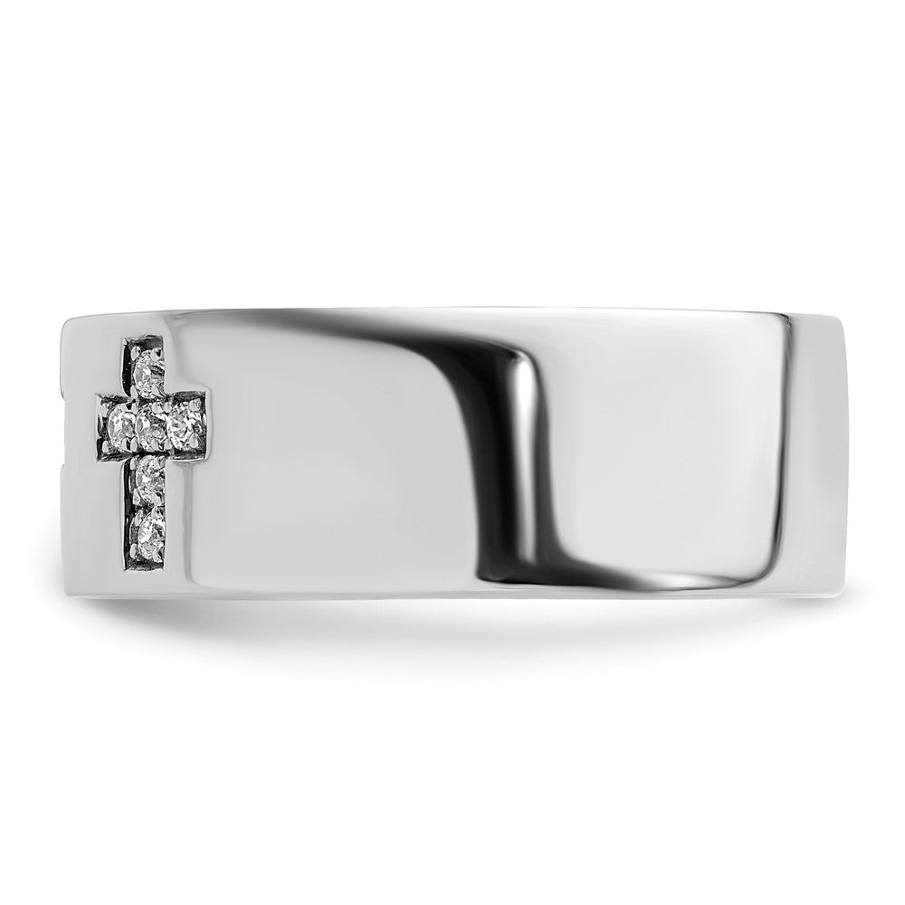 14k White Gold 1/5 ct Lab Grown Dia VS/SI+ G+ Complete Cross Men's Ring