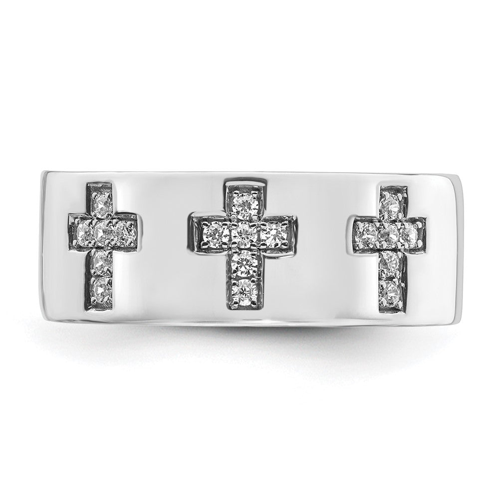 14k White Gold 1/5 ct Lab Grown Dia VS/SI+ G+ Complete Cross Men's Ring
