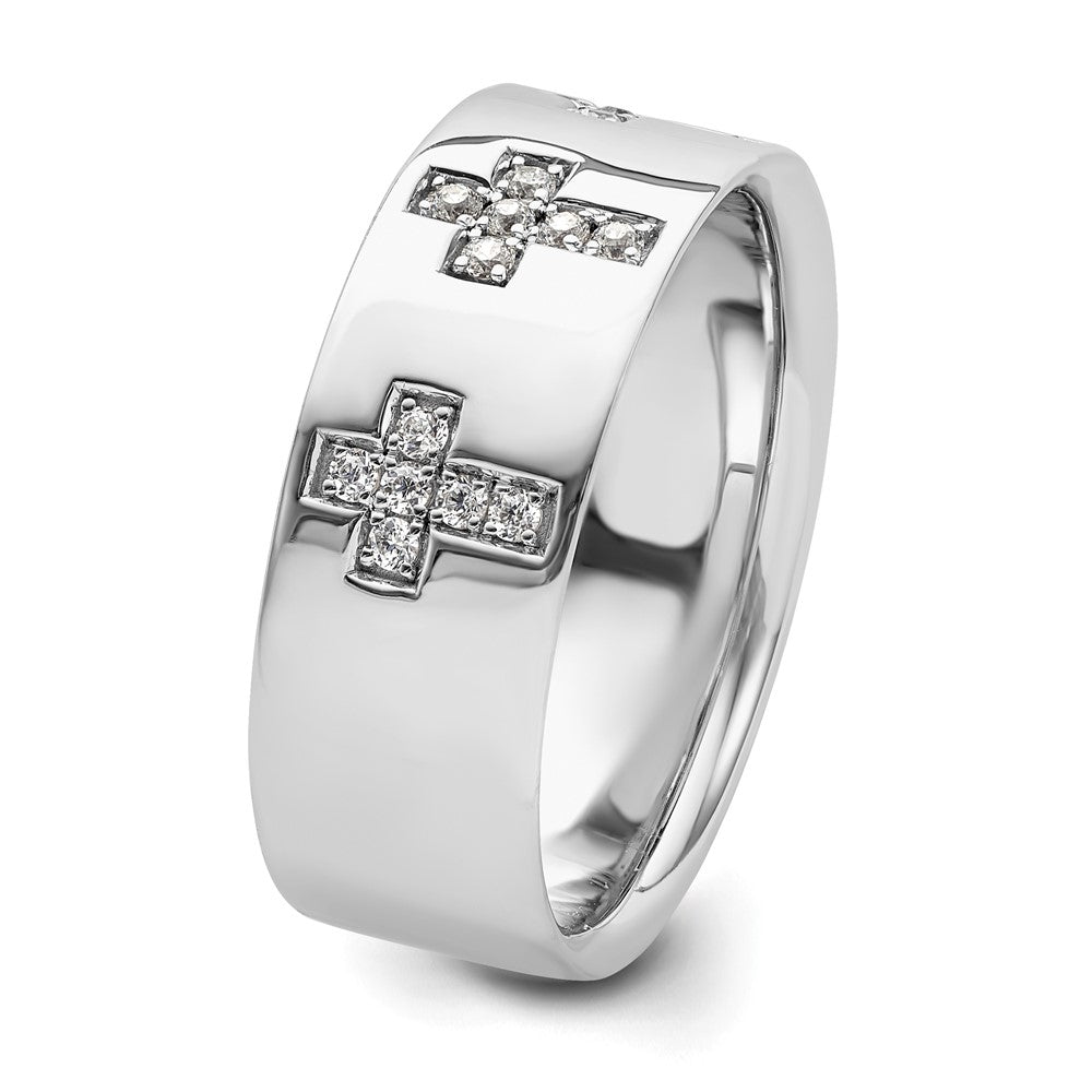 14k White Gold 1/5 ct Lab Grown Dia VS/SI+ G+ Complete Cross Men's Ring