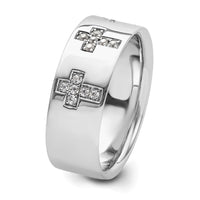 14k White Gold 1/5 ct Lab Grown Dia VS/SI+ G+ Complete Cross Men's Ring