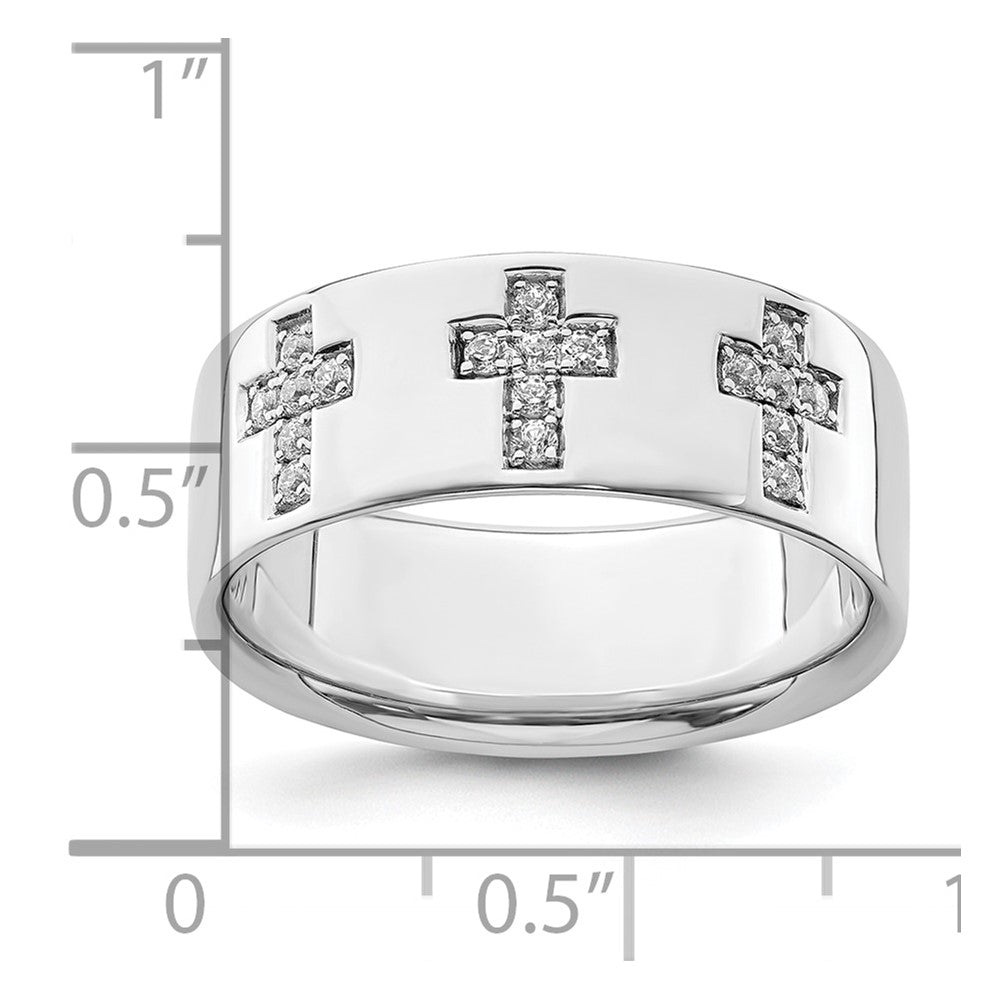 14k White Gold 1/5 ct Lab Grown Dia VS/SI+ G+ Complete Cross Men's Ring
