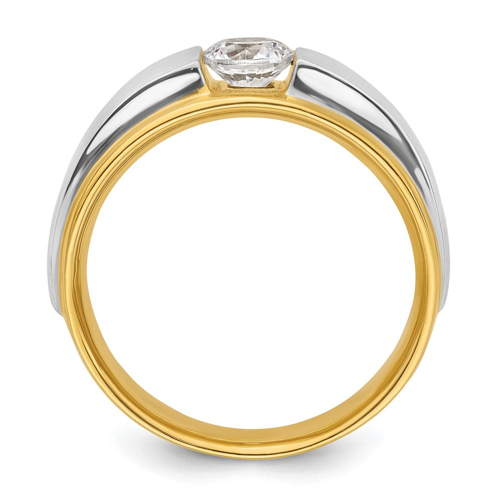 14k Two-tone 3/4 ct Lab Grown Dia VS/SI+ G+ Complete Satin Men's Ring
