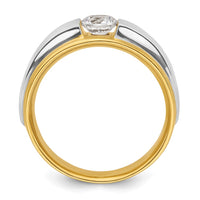14k Two-tone 3/4 ct Lab Grown Dia VS/SI+ G+ Complete Satin Men's Ring