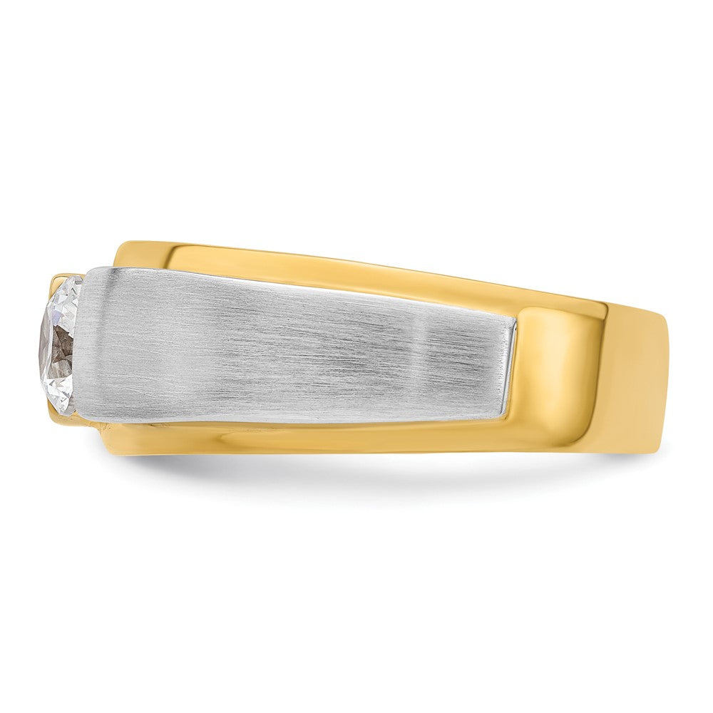 14k Two-tone 3/4 ct Lab Grown Dia VS/SI+ G+ Complete Satin Men's Ring