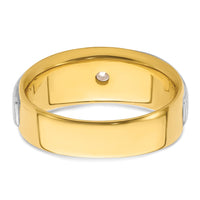 14k Two-tone 3/4 ct Lab Grown Dia VS/SI+ G+ Complete Satin Men's Ring