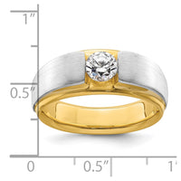 14k Two-tone 3/4 ct Lab Grown Dia VS/SI+ G+ Complete Satin Men's Ring