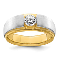 14k Two-tone 3/4 ct Lab Grown Dia VS/SI+ G+ Complete Satin Men's Ring