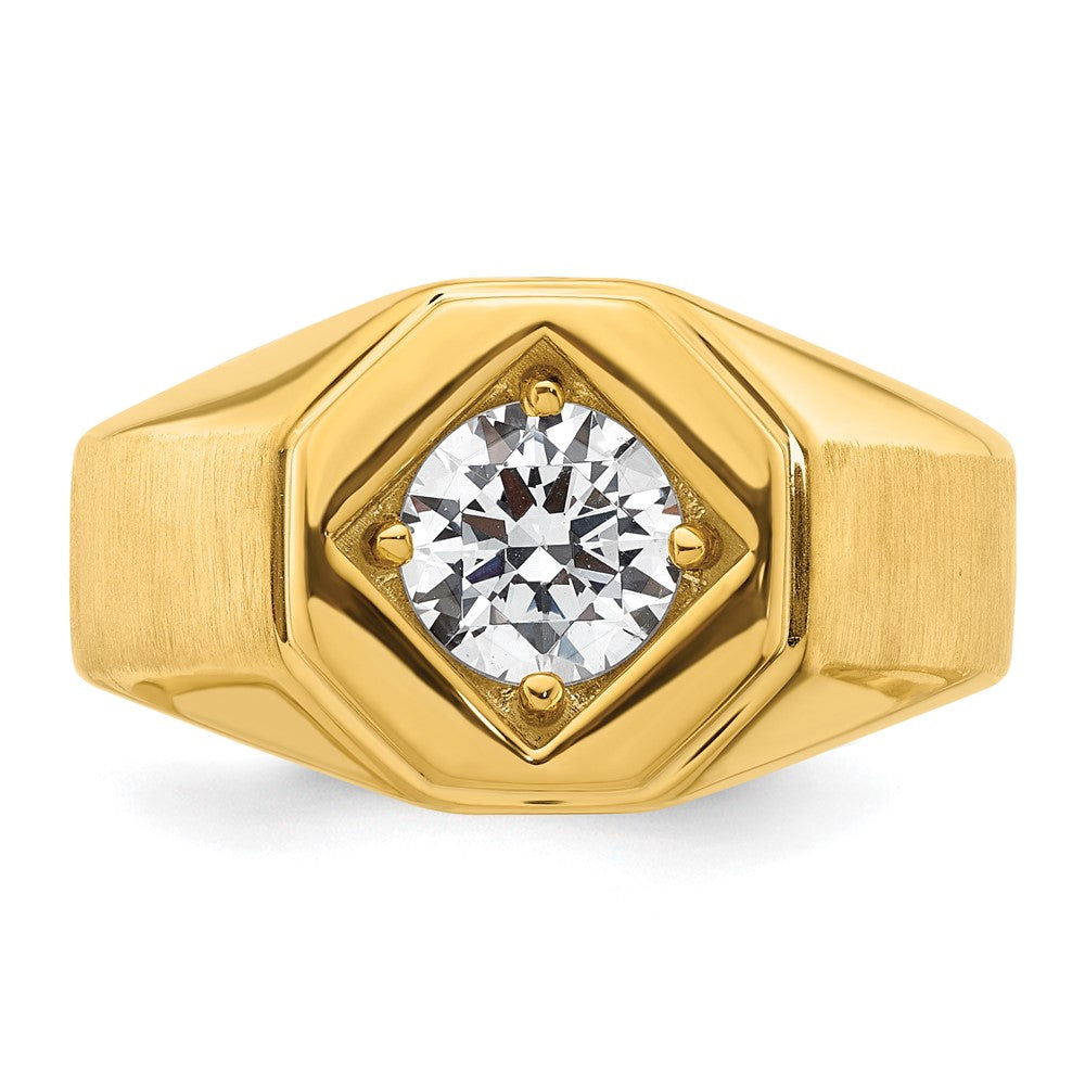 14k 1 ct Lab Grown Diamond VS/SI+ G+ Complete Polished/Satin Men's Ring