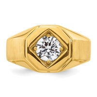 14k 1 ct Lab Grown Diamond VS/SI+ G+ Complete Polished/Satin Men's Ring