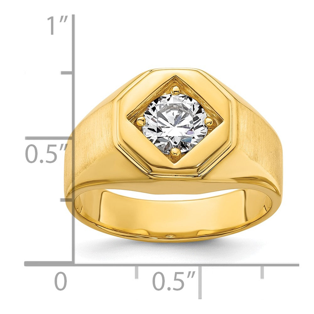 14k 1 ct Lab Grown Diamond VS/SI+ G+ Complete Polished/Satin Men's Ring