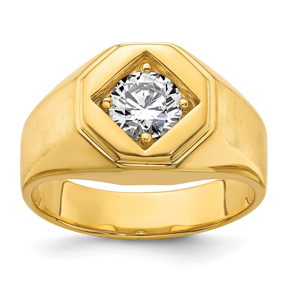 14k 1 ct Lab Grown Diamond VS/SI+ G+ Complete Polished/Satin Men's Ring