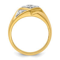14k w/ RH 3/4 ct Lab Grown Dia VS/SI+ G+ Comp Polished/Satin Men's Ring