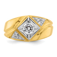 14k w/ RH 3/4 ct Lab Grown Dia VS/SI+ G+ Comp Polished/Satin Men's Ring
