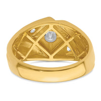 14k w/ RH 3/4 ct Lab Grown Dia VS/SI+ G+ Comp Polished/Satin Men's Ring