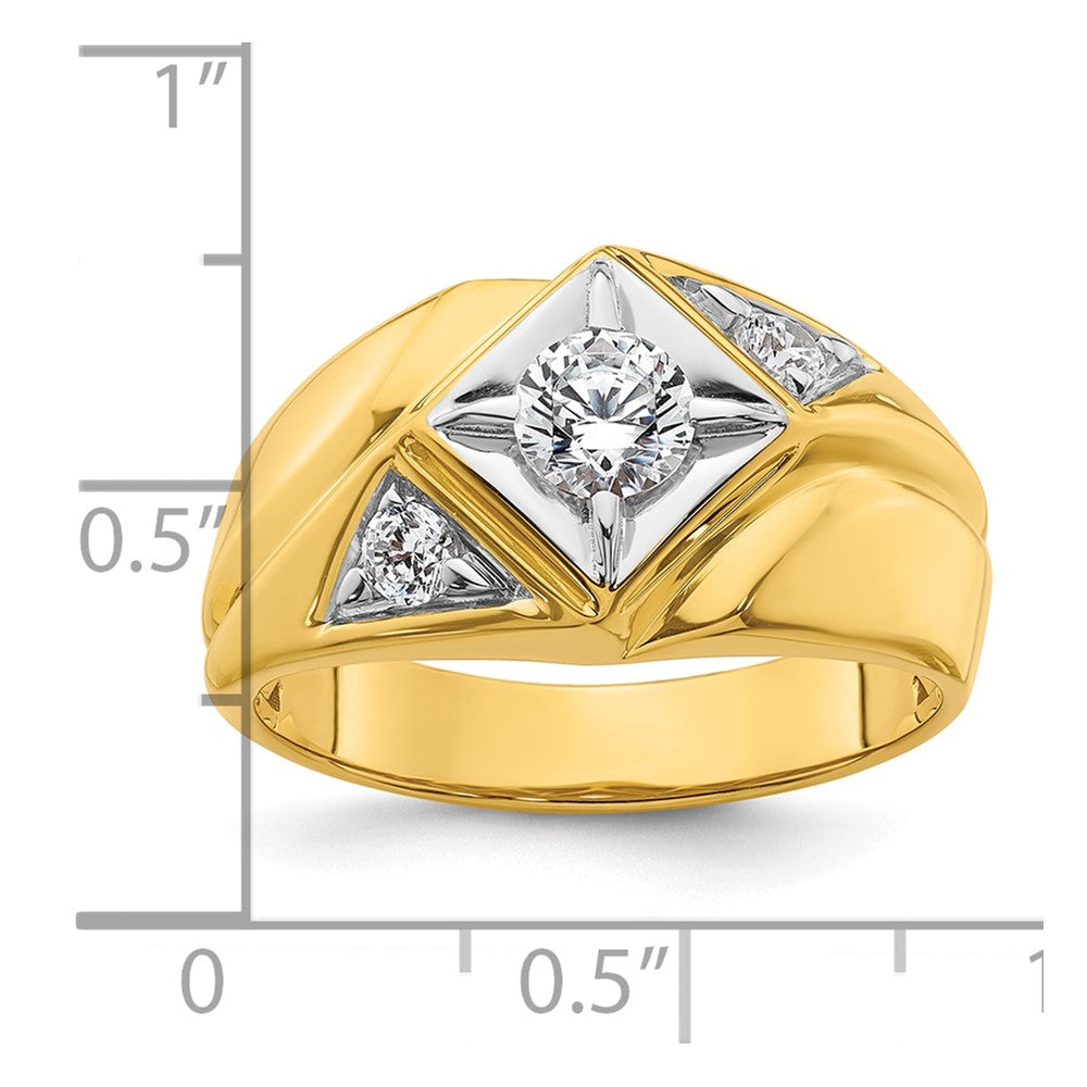 14k w/ RH 3/4 ct Lab Grown Dia VS/SI+ G+ Comp Polished/Satin Men's Ring