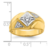 14k w/ RH 3/4 ct Lab Grown Dia VS/SI+ G+ Comp Polished/Satin Men's Ring