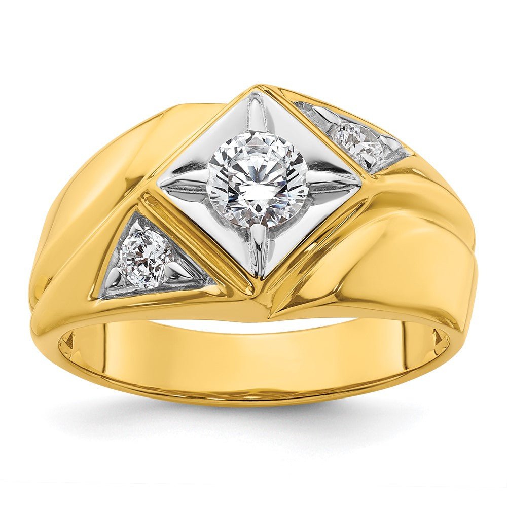 14k w/ RH 3/4 ct Lab Grown Dia VS/SI+ G+ Comp Polished/Satin Men's Ring
