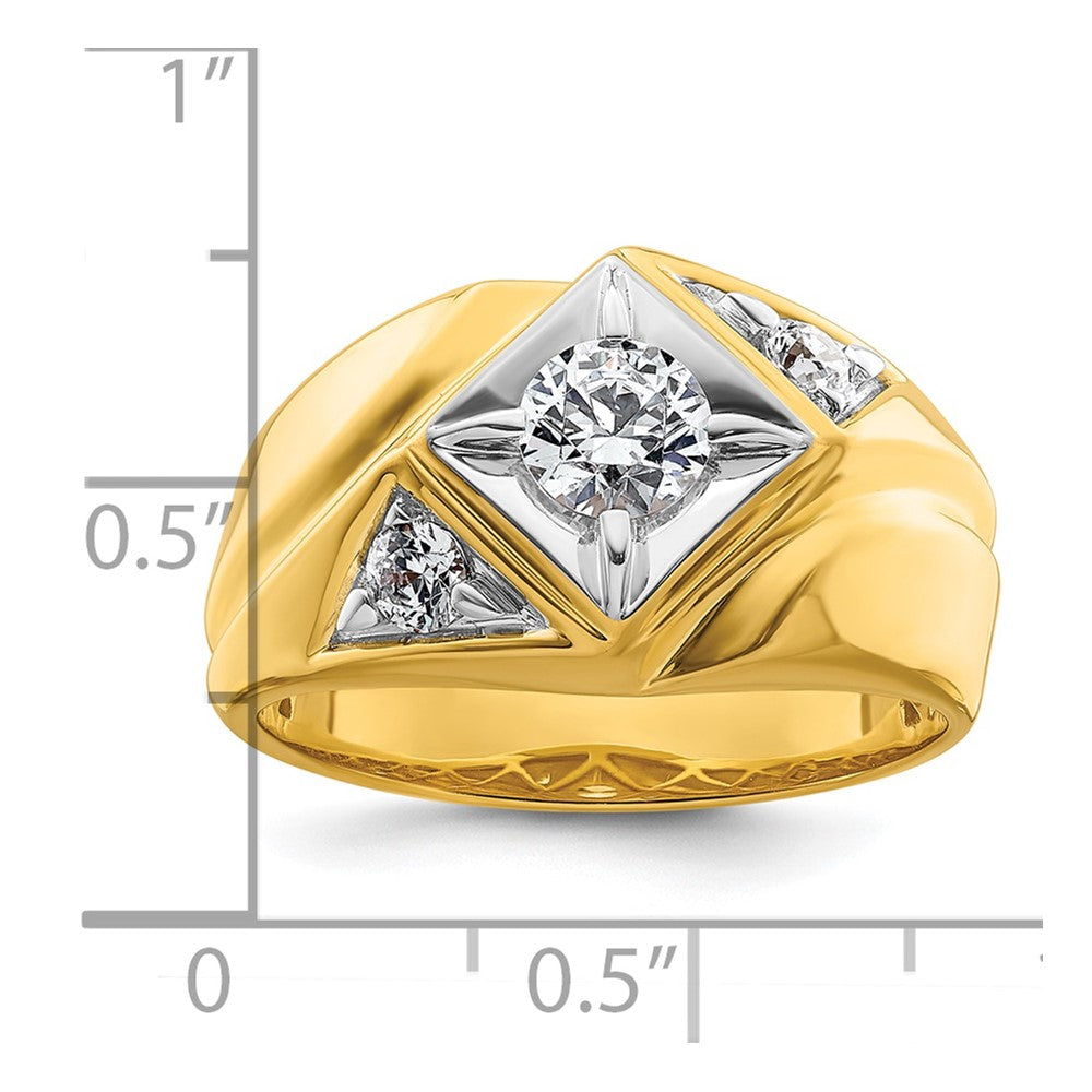 14k w/ White RH 7/8 ct Lab Grown Diamond VS/SI+ G+ Complete Men's Ring