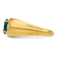 14k 1/10 ct Lab Grown Dia VS/SI+ G+ & Cr Emerald Complete Men's Ring