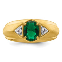 14k 1/10 ct Lab Grown Dia VS/SI+ G+ & Cr Emerald Complete Men's Ring