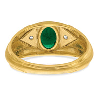 14k 1/10 ct Lab Grown Dia VS/SI+ G+ & Cr Emerald Complete Men's Ring