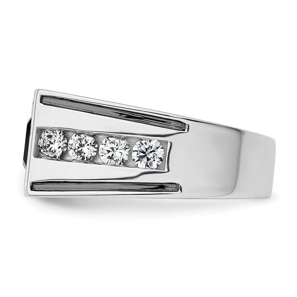 14k White Gold Black Rh 1 1/3 ct Lab Grown Dia VS/SI+ G+ & Onyx Comp Ring