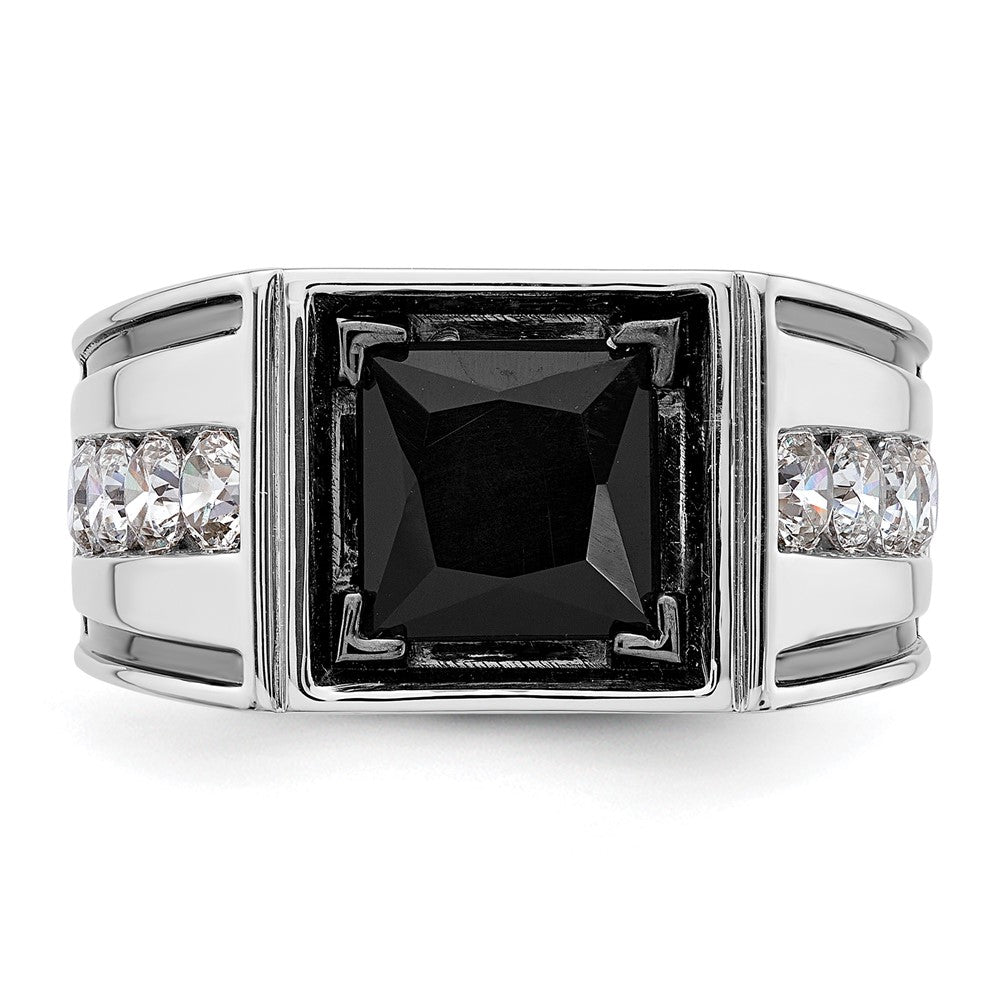 14k White Gold Black Rh 1 1/3 ct Lab Grown Dia VS/SI+ G+ & Onyx Comp Ring