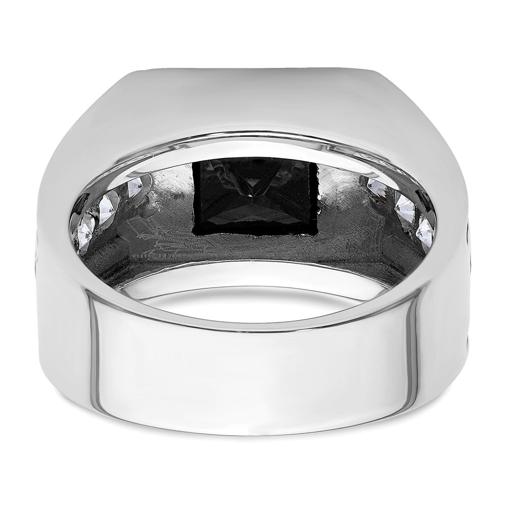 14k White Gold Black Rh 1 1/3 ct Lab Grown Dia VS/SI+ G+ & Onyx Comp Ring