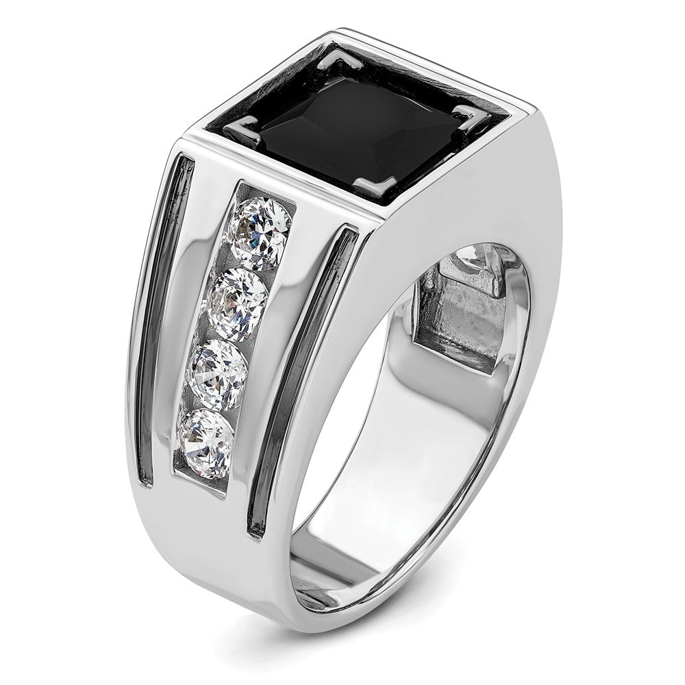 14k White Gold Black Rh 1 1/3 ct Lab Grown Dia VS/SI+ G+ & Onyx Comp Ring