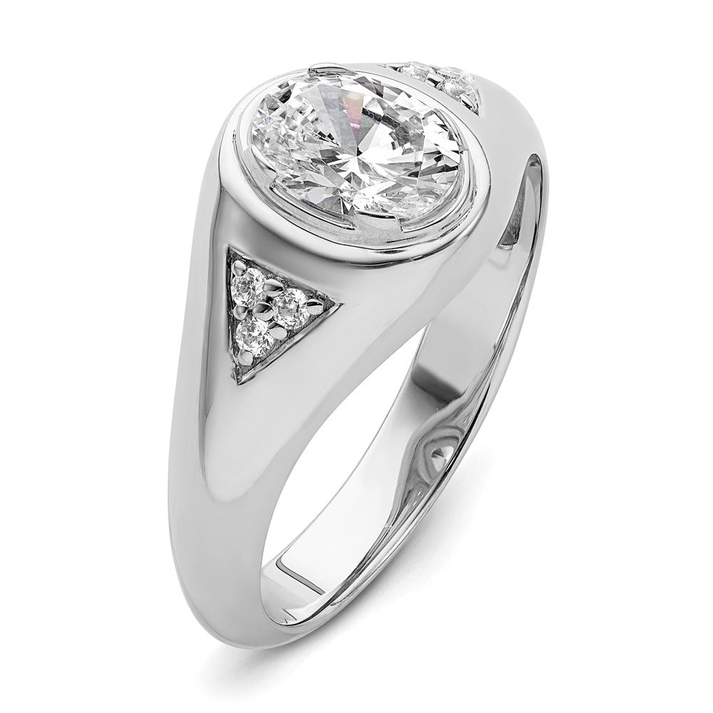 14k White Gold 1 ct Lab Grown Diamond VS/SI+ G+ Oval Complete Men's Ring