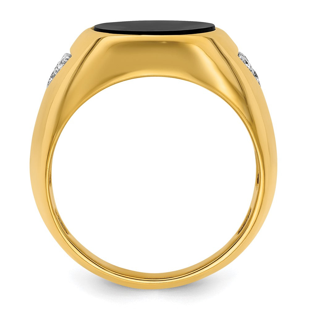 14k 1/6 ct Lab Grown Dia VS/SI+ G+ & Onyx Comp Men's Ring