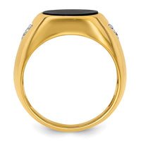 14k 1/6 ct Lab Grown Dia VS/SI+ G+ & Onyx Comp Men's Ring