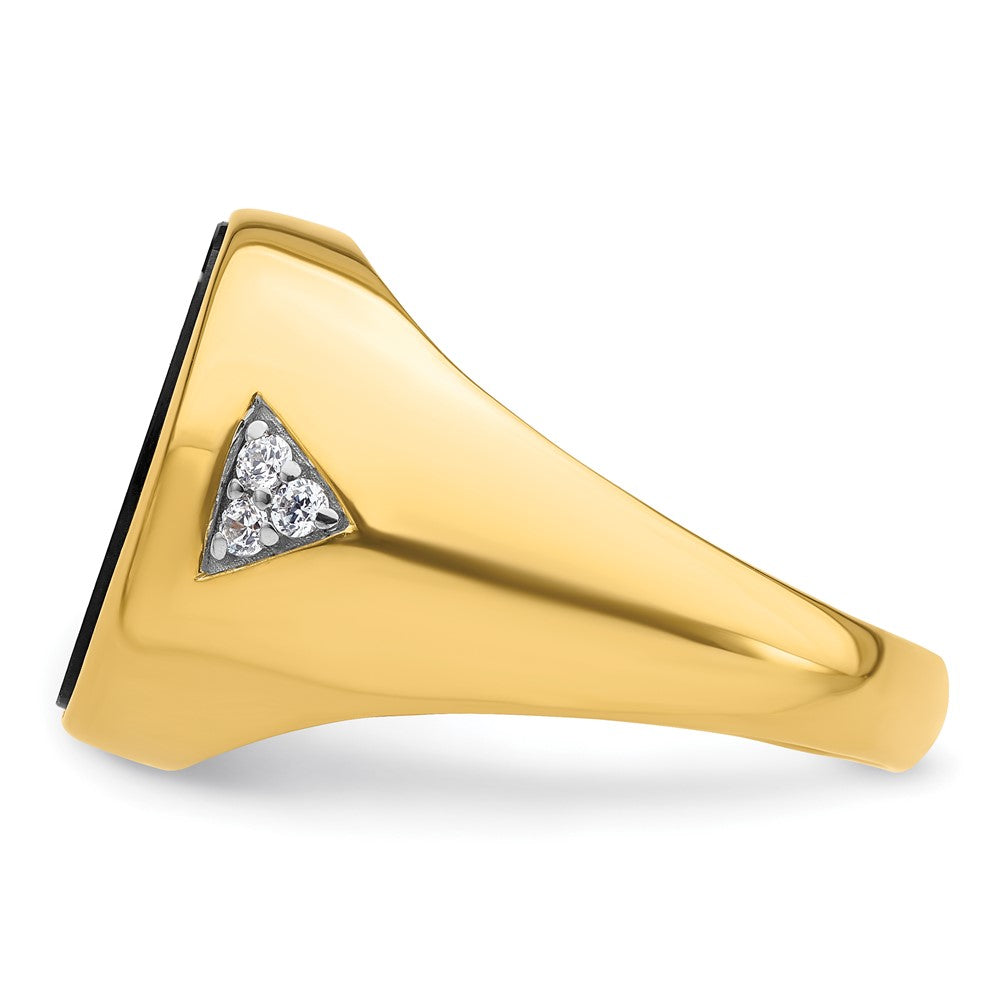 14k 1/6 ct Lab Grown Dia VS/SI+ G+ & Onyx Comp Men's Ring