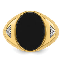 14k 1/6 ct Lab Grown Dia VS/SI+ G+ & Onyx Comp Men's Ring