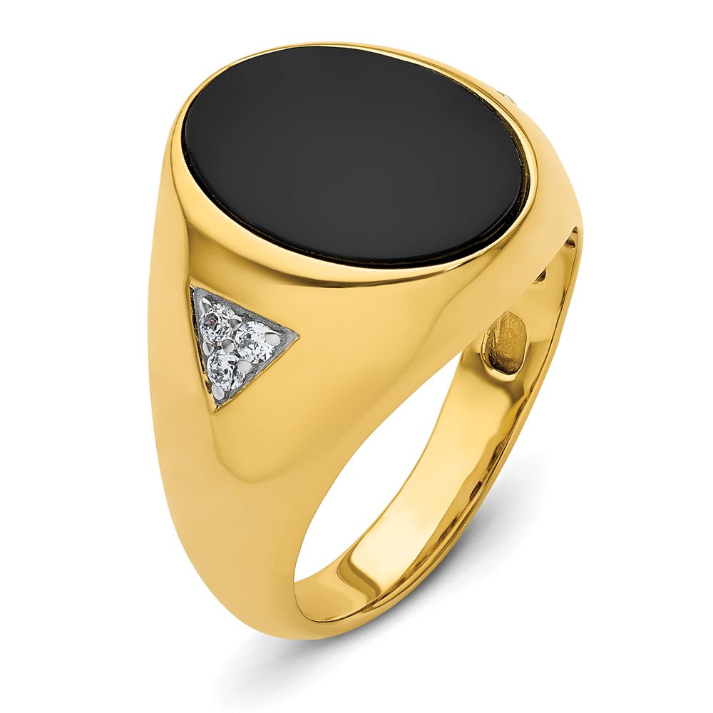 14k 1/6 ct Lab Grown Dia VS/SI+ G+ & Onyx Comp Men's Ring