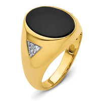 14k 1/6 ct Lab Grown Dia VS/SI+ G+ & Onyx Comp Men's Ring