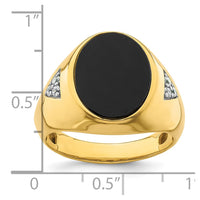 14k 1/6 ct Lab Grown Dia VS/SI+ G+ & Onyx Comp Men's Ring